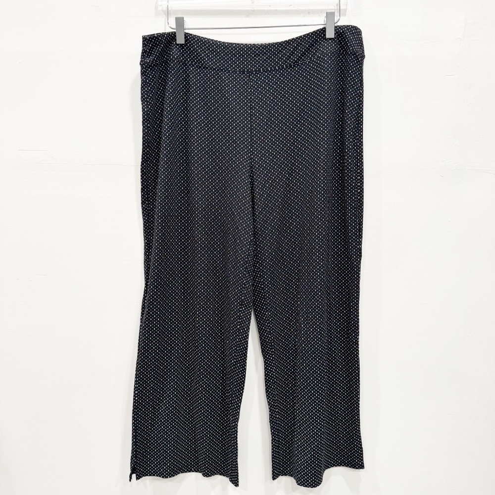 J. Jill Wearever Collection Full Leg Cropped Pants Printed Black Large